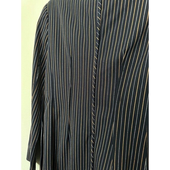 Derek Lam 10 Crosby Power Stripe Blazer Pleated Navy Blue Yellow Structured Sz 8 - Picture 10 of 14